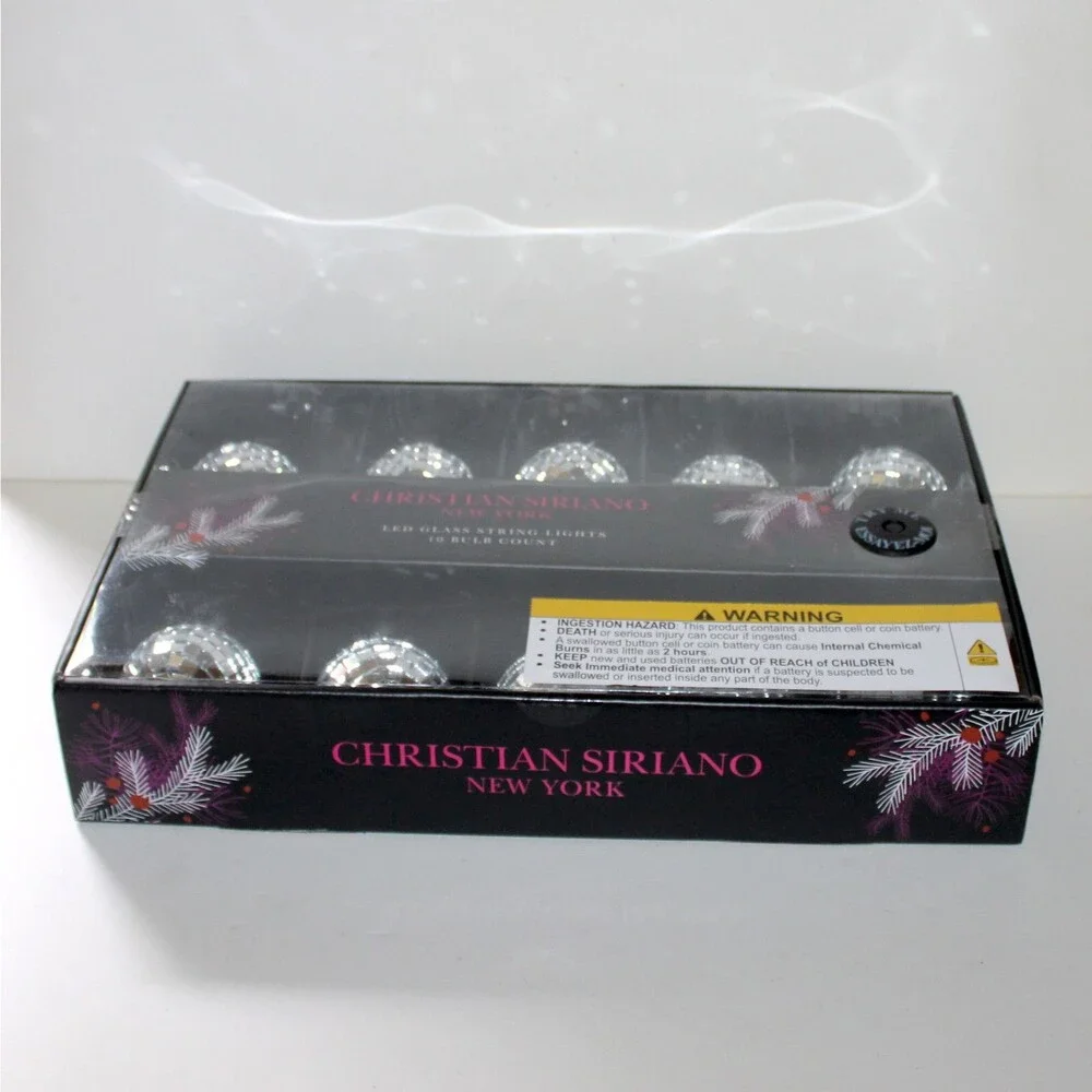 Christian Siriano LED Glass Disco Ball String Lights 10 bulb NEW home decor